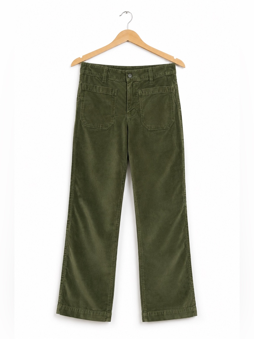 Free People High Time Velvet Crop Pants Olive Green Boho Chic Size 6